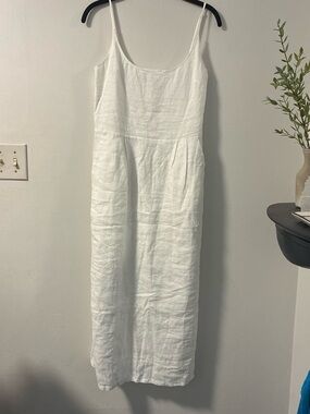 Quince White Linen Dress - Classic Sleeveless Summer Dress
